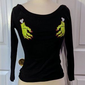 Too Fast Zombie Hands Long Sleeve Fitted Shirt M